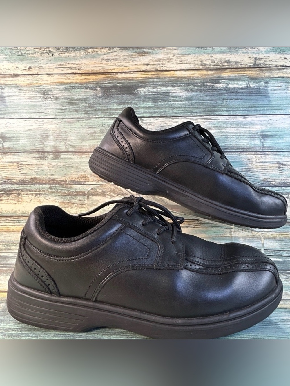 Orthofeet Gramercy Oxford Dress Shoes Mens 8 Wide Black Leather Comfort Work